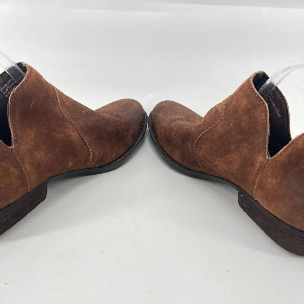 Born Womens Ankle Boots Suede Leather Back Zip Low Cut Brown Size 8.5 D89918
